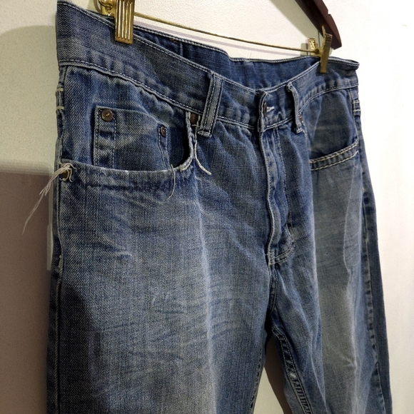 Flypaper | Men's Blue Distressed Boot Cut Jeans 34x30 - Picture 2 of 9